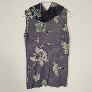 Jim Thompson By Pashma Women's Blouse Size M Purple Floral Silk Bodycon Summer